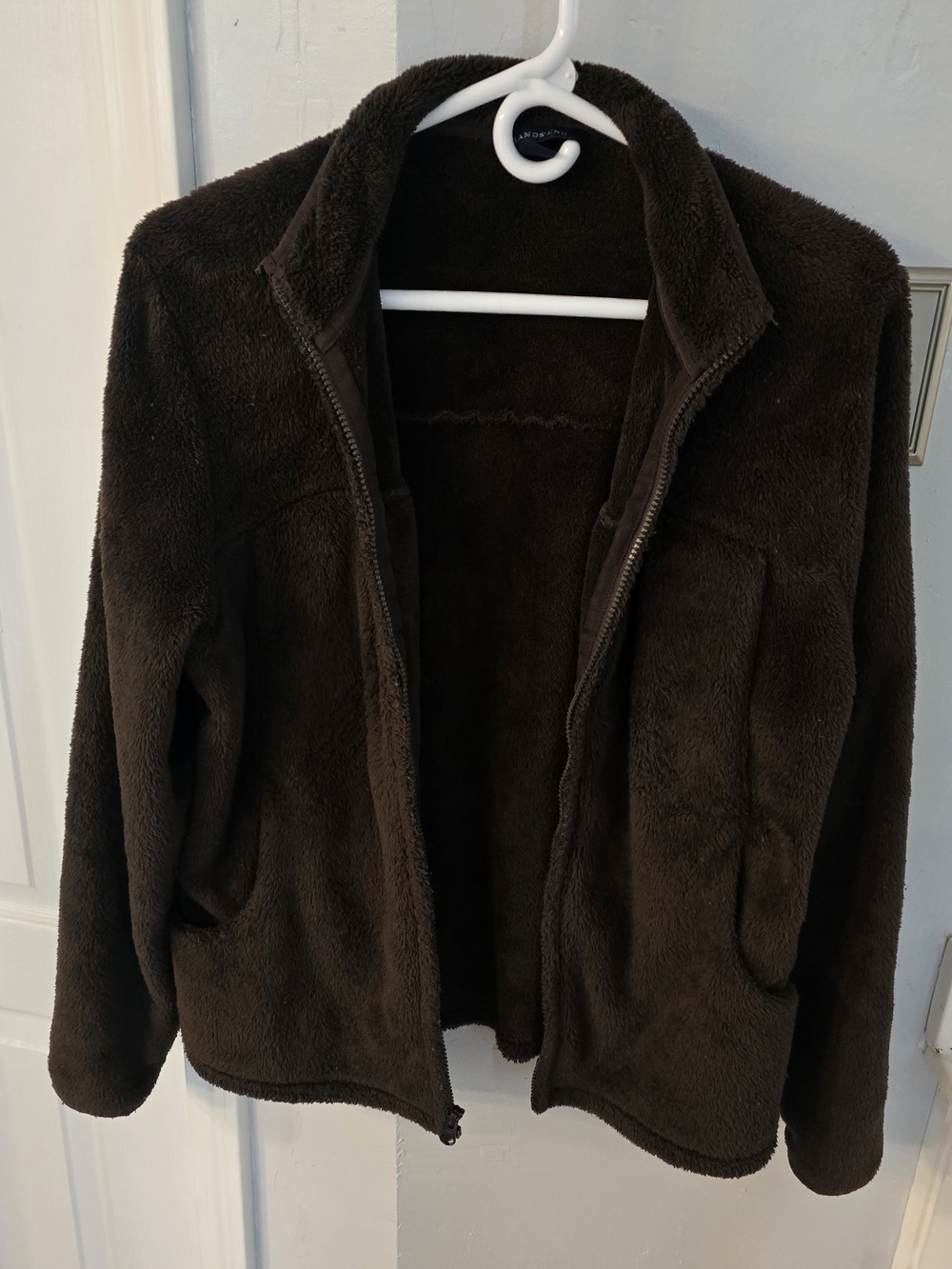 Lands' End Plush Fleece Jacket in Dark Brown